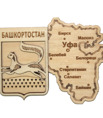 Магнит двусл. №3 Карта Башкортостана фанера